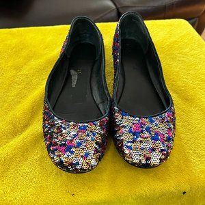 flat muliti color sequin flats